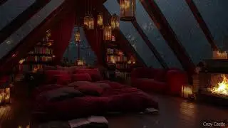 Cozy Medieval Rain Night &ndash; Crackling Fire, Rainfall & Thunder in Stone Walls