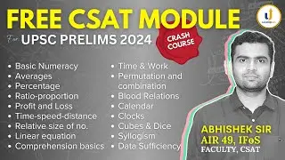 (FREE) CSAT Maths and Logical Reasoning Crash Course by UPSC IFoS AIR 49 Abhishek sir (Link below)