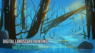 Winter Scenery Painting - Complete Process in Minutes
