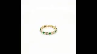 18kt Yellow Gold Diamond and Emerald Band