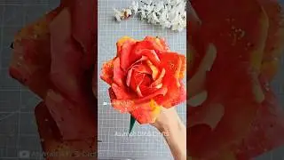 DIY Shiny Paper Rose | How to make paper Rose | flower making with paper #diy #shorts #craft
