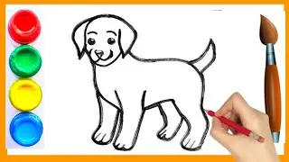 Dog drawing step by step । Toddlers । Kids painting video । कुत्ता का चित्र । Simpal Drawing Video 