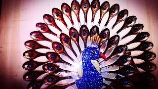 Diy home decoration |  How to make a peacock from plastic spoons crafts