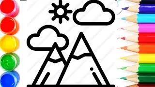 How to draw mountains.  Coloring book for children.  We draw mountains easily.