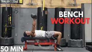 50 MIN | BENCH Full Body Dumbbell Workout | Home Workout | Strength Training | Bench Required!
