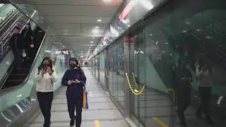 Taiwan, Kaohsiung, MRT night ride from Central Park to Formosa Boulevard