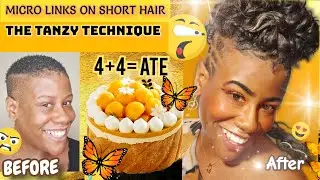 Micro links on SHORT HAIR, using The tanzy technique! Watch & Learn #beautyguru #microlinks #4c #twa