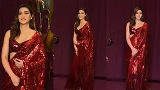 kriti Sanon looking Beautiful ❤️ In Red Saree At Manish Malhotra New Store Launch in Mumbai