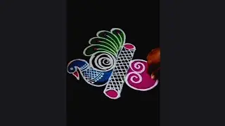 Beautiful peacock 🦚 rangoli design 🌺 Attractive rangoli 🌸 Free hand ✋ peacock 🦚 rangoli design 