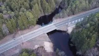 Drone footage of the very flow Cedar Creek in Lacey Twp.