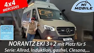 GENIAL🚐 Norantz EKI 3+2 (Sprinter 4x4)🧭Gasfrei & 5 Schlafplätze | Winkelküche, Heckbad & Offroad CMT