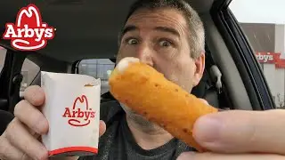 CRAZIEST STRETCH EVER!! Arby's Mozzarella Sticks REVIEW 🧀😱