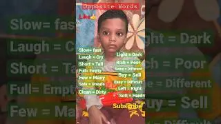 Opposite words kids learning Part 2 LKG Orals | Kids oral practice | LKG UKG Oral practice  #shorts