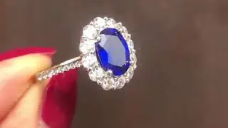 Luxury Oval Sapphire Sterling Silver Ring