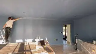 Painting and decorating colour wash room with valspar paint