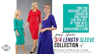 3/4 Length Sleeve Dress Collection: Part Three - Purple Pencil Dresses, Dark Blue Swing Dresses.