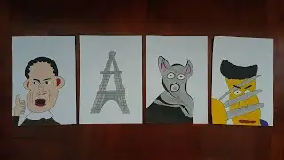 Speed Drawing - Obama Eiffel Tower Lemur and Wolverine!