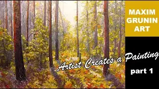 Maxim Grunin landscape painting in acrylics