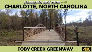 🚴&zwj;♂️ Scenic 4K Bike Ride Along Toby Creek Greenway, Charlotte 🌿 | Relaxing Cycling Adventure 🇺🇸