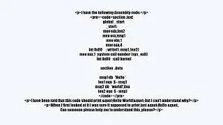 Understanding some Assembly 