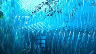 Goodbye Insomnia With Heavy RAIN Sound | Rain Sounds On Old Roof In Foggy Forest At Night,Meditation