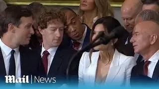 Mark Zuckerberg appears to stare at Lauren Sanchez's chest