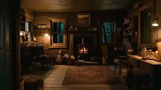 Cozy Cottage Ambience - Rain and Fireplace Sounds at Night 8 Hours for Sleeping, Reading, Relaxation
