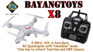 BAYANGTOYS X8 2.4GHz, 4Ch, 6 Axis Gyro, RC Quadcopter with Headless mode and 2MP Camera (RTF)