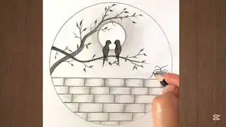 Circle Scenery Drawing | landscape scenery drawing 