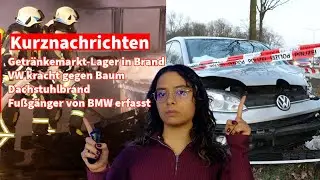 (Kurznachrichten) 22.01.2026 - Brand in Getränkemarkt-Lager,VW kracht in Baum,Dachstuhlbrand, Unfall