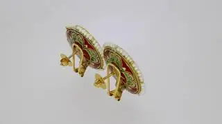 Parrot Green Enamel Polki Ear Studs