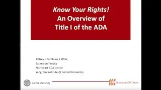 Know Your Rights! An Overview of Title I of the ADA