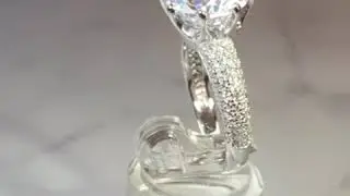 Round Brilliant Cut Diamond Simulant Micro Pave Ring
