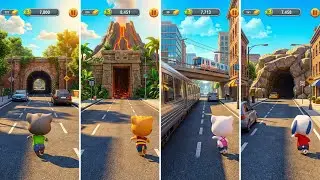Talking Tom Gold Run: Talking Tom,Talking Ginger,Talking Angela,Talking Hank (Android/iOS) Gameplay