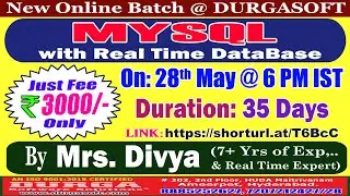 MYSQL with Real Time DataBase Online Training @ DURGASOFT