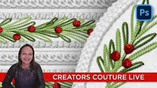 Embroidery & Stitch Effect Photoshop Tutorial: Winter Greenery Illustrations - Free Sample Brushes