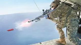 Skilled US Sniper Shoots Targets From Moving Helicopter with Extreme Accuracy