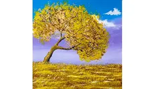 Birch Tree painting on the autumn / Acrylic Painting for Beginners / STEP by STEP
