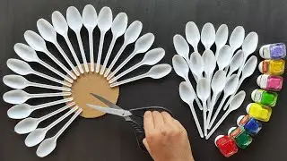DIY Best Out Of Waste Plastic Spoons Wall Decor/Creative Use Of Spoons/Best Craft Idea For Your Home