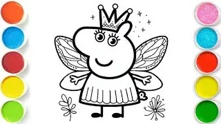 Peppa pig with flowers draw together,easy drawing,painting and Coloring drawing for kids and toddler