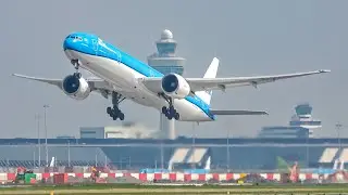 (4K) 30+ KLM HEAVIES Landing and Take-off! Plane Spotting at Schiphol (777, 787,  A330 & 747)