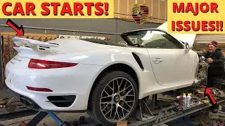 FLOODED PORSCHE FINALLY STARTS!! Rebuilding WRECKED Porsche 911 Turbo S!! [PART 3] (VIDEO #89)