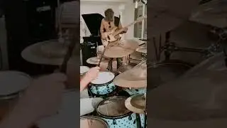 funk duo (bass and drums) playing laid back funk fusion grooves in an improvisation