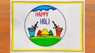 Holi Special Drawing Easy || Holi Festival Poster Drawing Easy steps || Holi Drawing Easy steps