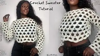 Easy Crochet Lace Sweater Tutorial| Honeycomb Summer Mesh Top (Openwork Knit-Look,Beginner Friendly)