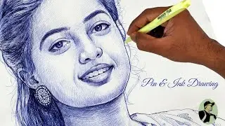 #sketching  #portrait #pen #pen ink#art #drawing #shortvideo #work #woman