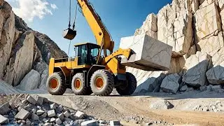 INSANE Wheel Loader Lifting Giant Marble Blocks