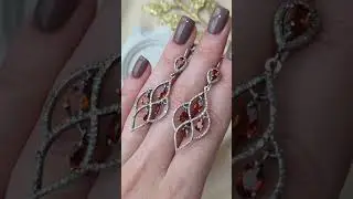 Telegram +79038171153 💎Серьги Гранаты спессартин и бриллианты цена 56600 ₽ длина 5,3 см вес  4 г