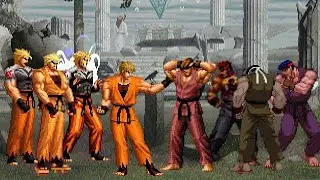 [KOF Mugen] Memorial- KOF Karate Master vs SF Karate Master | Ryo Sakazaki vs Ryu [ 4vs4 ]