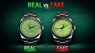 Сравнение оригинальных и поддельных наручных часов Rolex Oyster Perpetual 41 мм, 134300, фисташко...